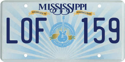 MS license plate LOF159