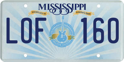 MS license plate LOF160