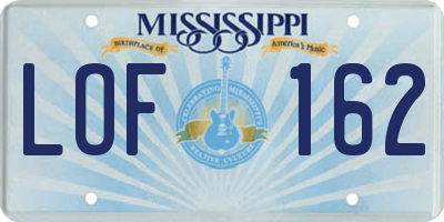 MS license plate LOF162