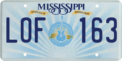 MS license plate LOF163