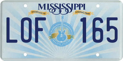 MS license plate LOF165