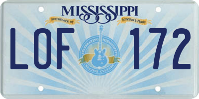 MS license plate LOF172