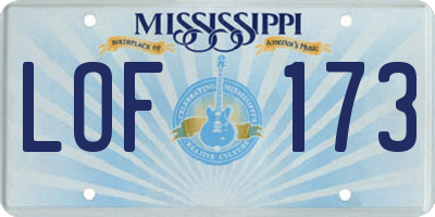 MS license plate LOF173