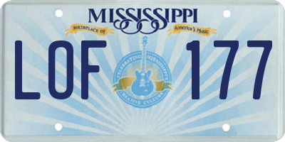 MS license plate LOF177