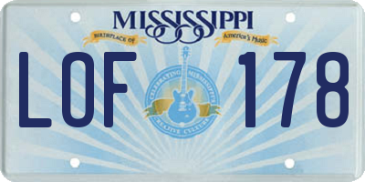 MS license plate LOF178
