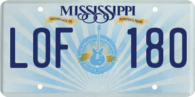 MS license plate LOF180