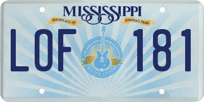 MS license plate LOF181