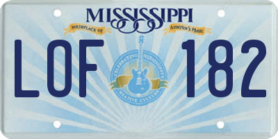 MS license plate LOF182