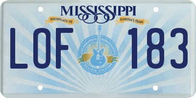 MS license plate LOF183