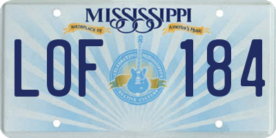 MS license plate LOF184