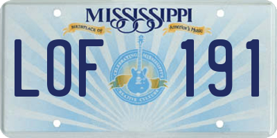 MS license plate LOF191