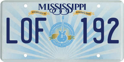 MS license plate LOF192