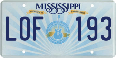 MS license plate LOF193