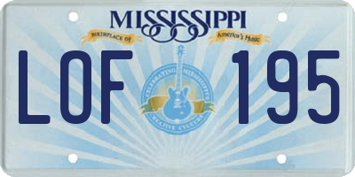 MS license plate LOF195