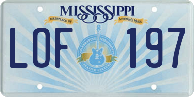 MS license plate LOF197
