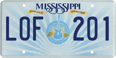 MS license plate LOF201