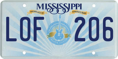 MS license plate LOF206