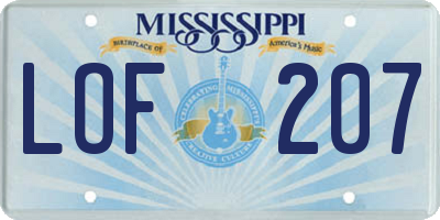 MS license plate LOF207