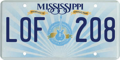 MS license plate LOF208