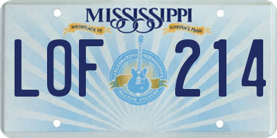 MS license plate LOF214