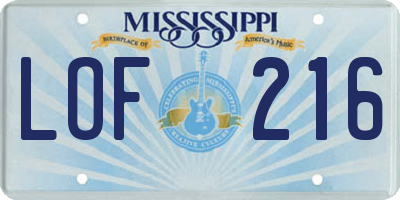 MS license plate LOF216