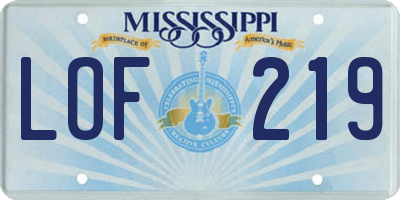 MS license plate LOF219