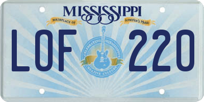 MS license plate LOF220