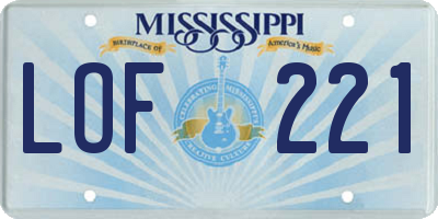 MS license plate LOF221