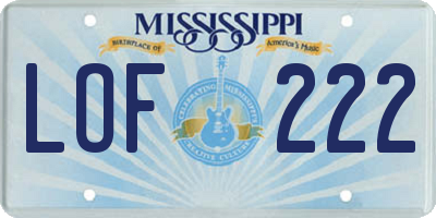 MS license plate LOF222