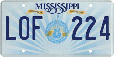 MS license plate LOF224