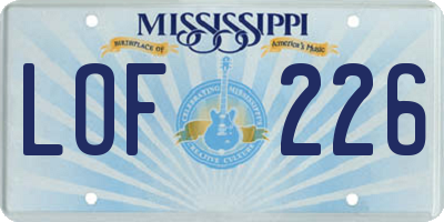 MS license plate LOF226