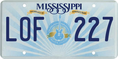 MS license plate LOF227