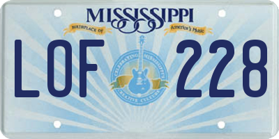 MS license plate LOF228