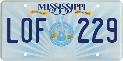 MS license plate LOF229
