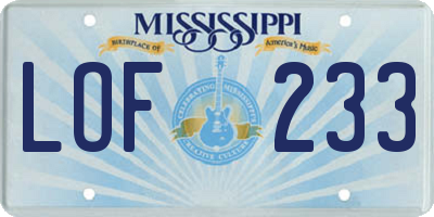 MS license plate LOF233