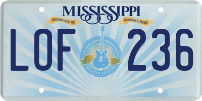 MS license plate LOF236
