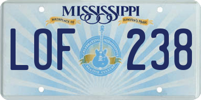 MS license plate LOF238