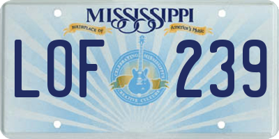 MS license plate LOF239