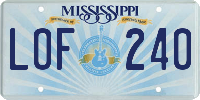 MS license plate LOF240