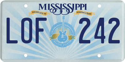 MS license plate LOF242