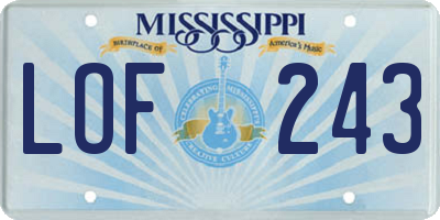 MS license plate LOF243