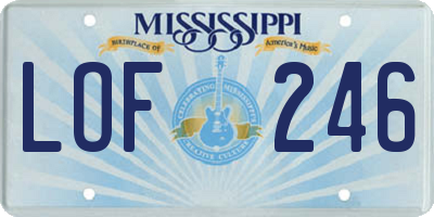 MS license plate LOF246