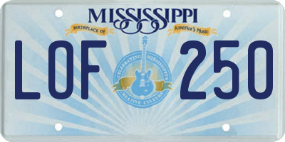 MS license plate LOF250