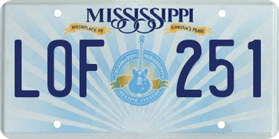 MS license plate LOF251