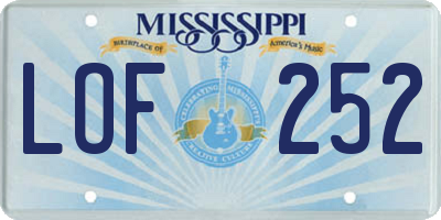 MS license plate LOF252