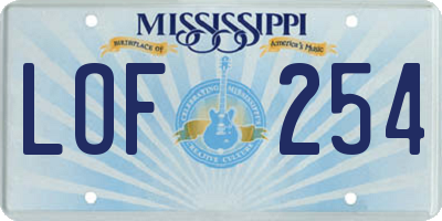 MS license plate LOF254