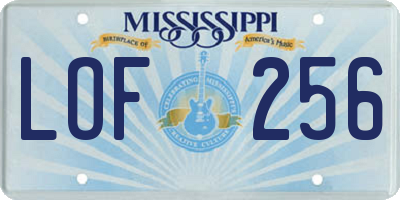 MS license plate LOF256