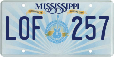 MS license plate LOF257