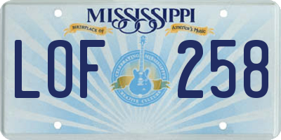 MS license plate LOF258