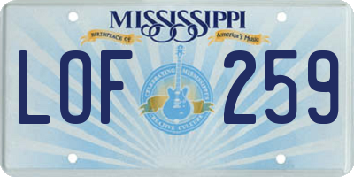 MS license plate LOF259